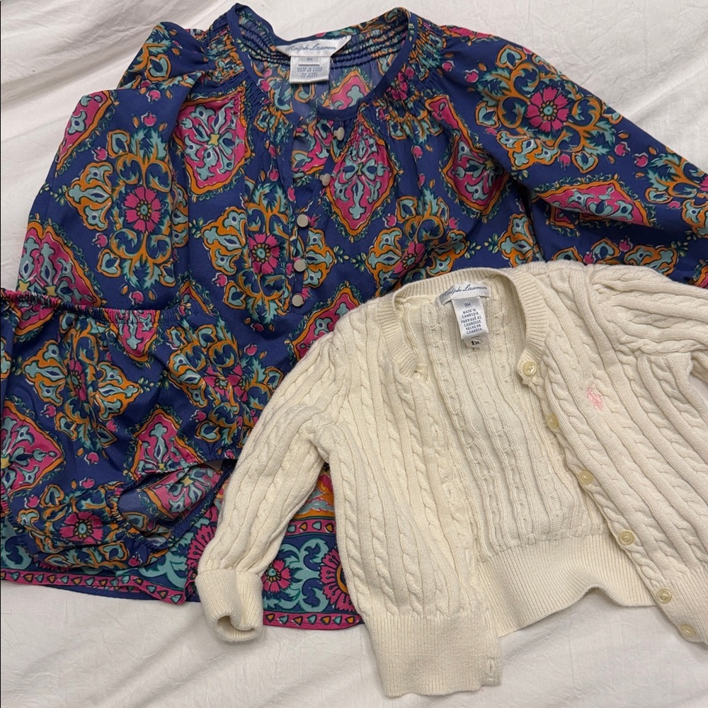 Ralph Lauren Kids Matching Set + cable cardigan bundle 9 Months